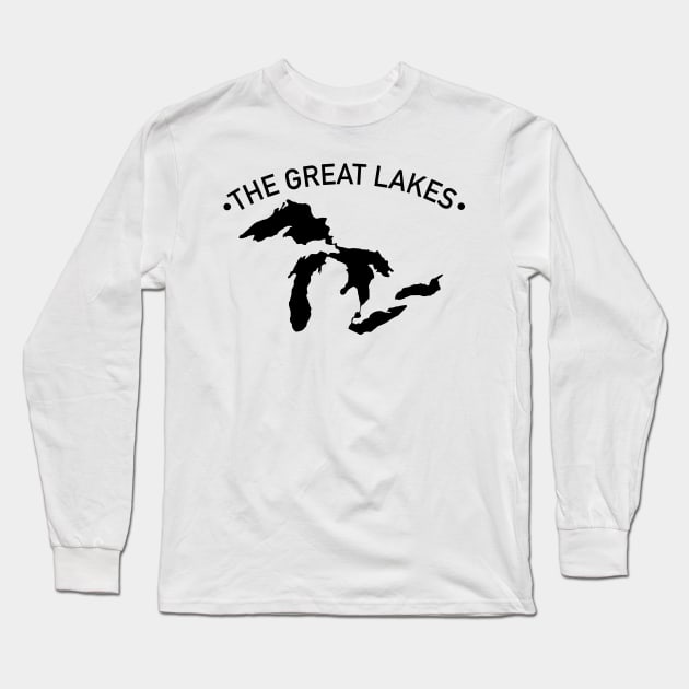 The Great Lakes Black United States Long Sleeve T-Shirt by KevinWillms1